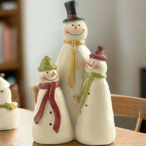 3 Snowman Family Figurines for Home/Holiday/Christmas Decor White